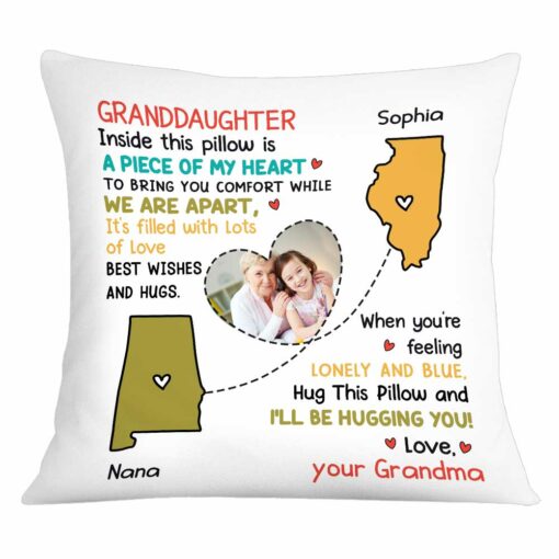 Personalized Long Distance To Granddaughter Photo Pillow