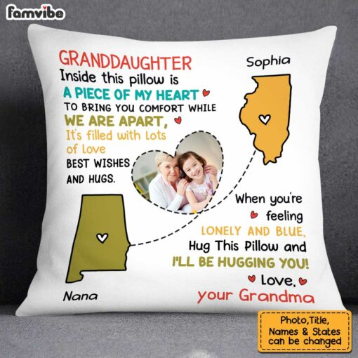 Personalized Long Distance To Granddaughter Photo Pillow