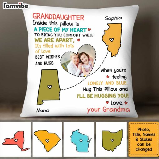 Personalized Long Distance To Granddaughter Photo Pillow