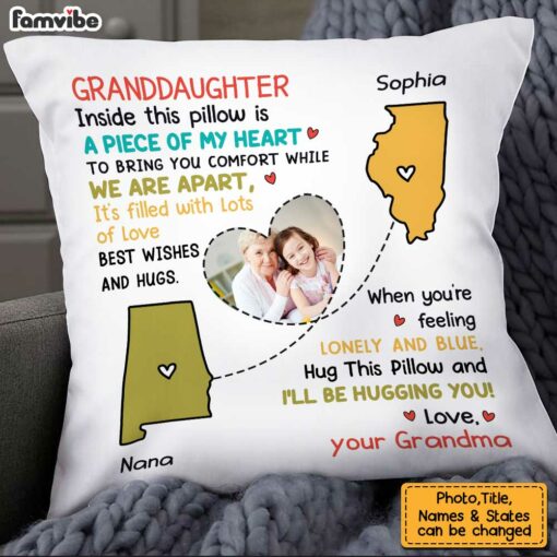 Personalized Long Distance To Granddaughter Photo Pillow