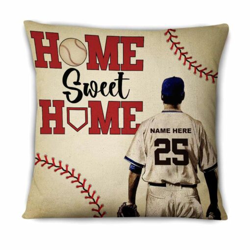 Personalized Love Baseball Home Sweet Home Pillow