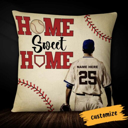 Personalized Love Baseball Home Sweet Home Pillow