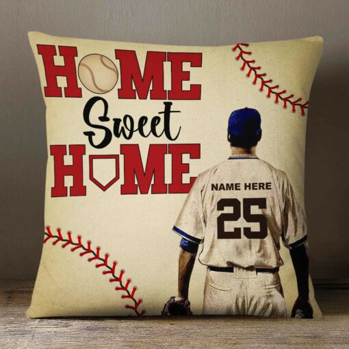 Personalized Love Baseball Home Sweet Home Pillow