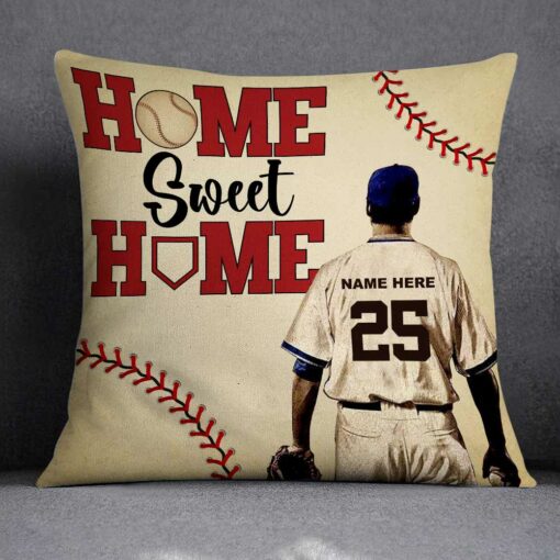 Personalized Love Baseball Home Sweet Home Pillow