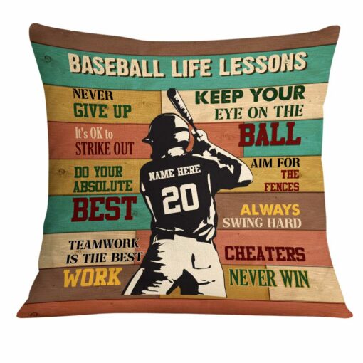 Personalized Love Baseball Player Life Lessons Pillow