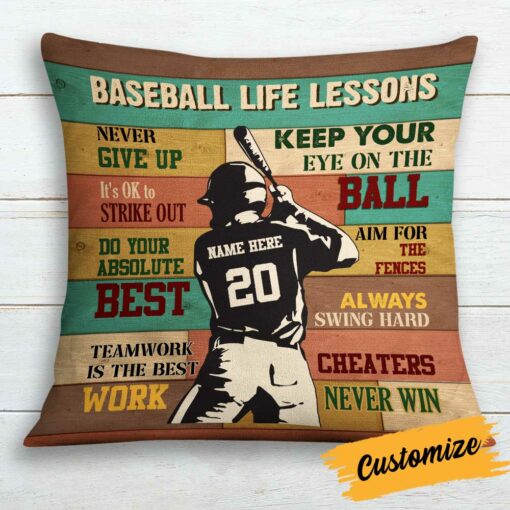 Personalized Love Baseball Player Life Lessons Pillow