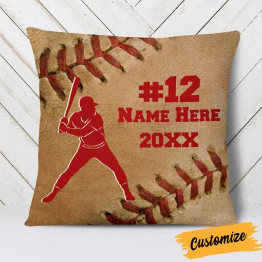 Personalized Love Baseball Player Pillow