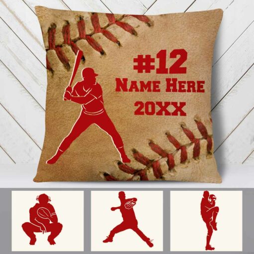 Personalized Love Baseball Player Pillow