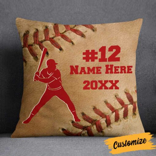 Personalized Love Baseball Player Pillow