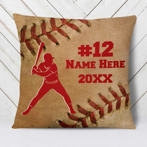 Personalized Love Baseball Player Pillow