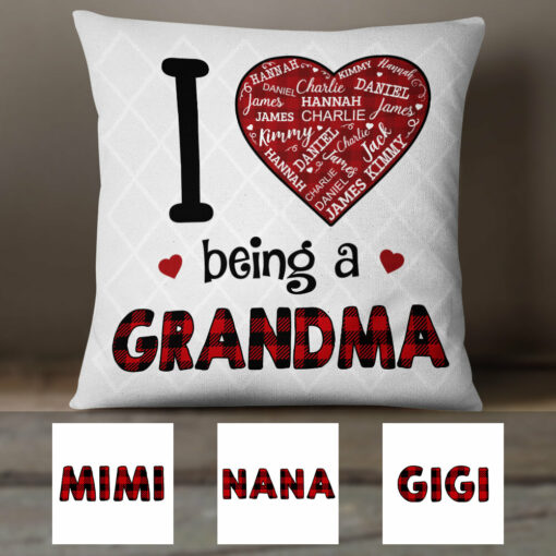 Personalized Love Being Grandma Word Art Pillow