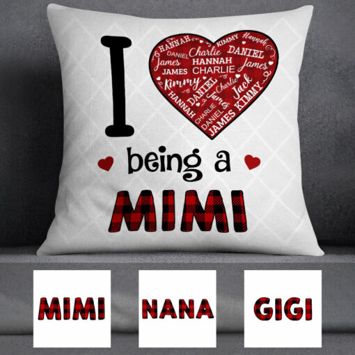 Personalized Love Being Grandma Word Art Pillow