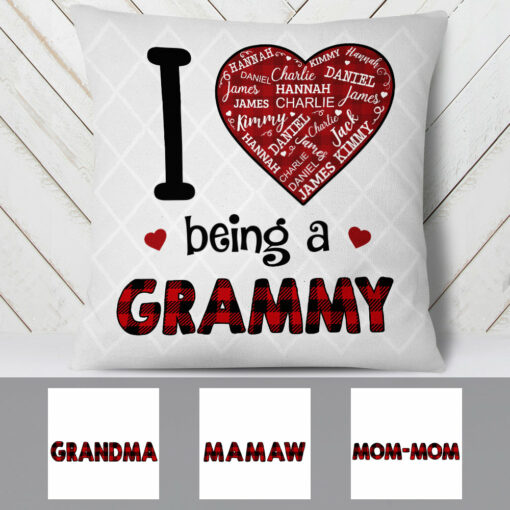 Personalized Love Being Grandma Word Art Pillow