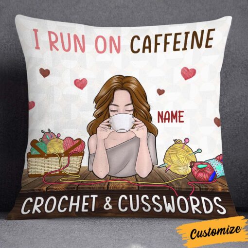 Personalized Love Crochet Coffee Pillow