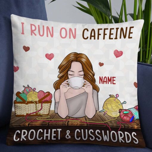 Personalized Love Crochet Coffee Pillow