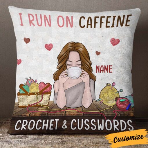 Personalized Love Crochet Coffee Pillow