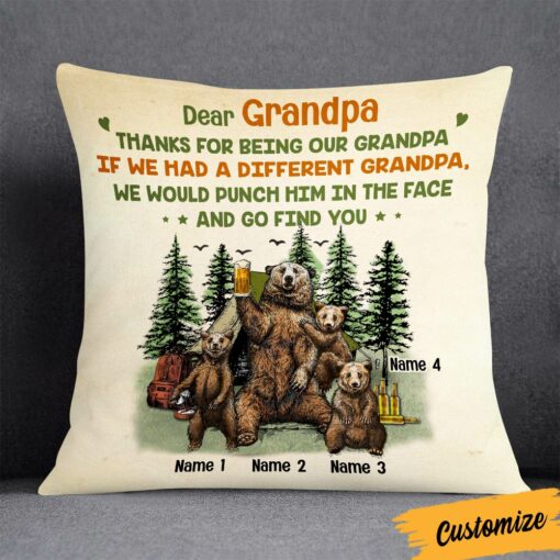 Personalized Love Dad Grandpa Bear Pillow