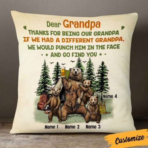 Personalized Love Dad Grandpa Bear Pillow