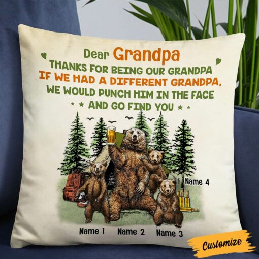 Personalized Love Dad Grandpa Bear Pillow