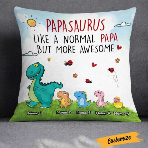 Personalized Love Dad Grandpa Dinosaurus Pillow