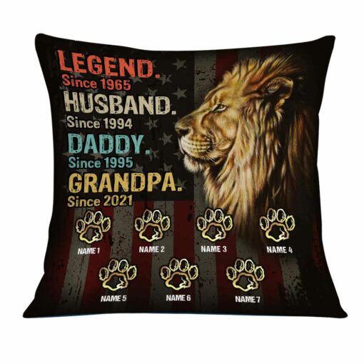 Personalized Love Dad Grandpa Lion Pillow