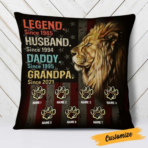 Personalized Love Dad Grandpa Lion Pillow