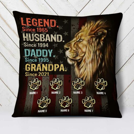 Personalized Love Dad Grandpa Lion Pillow