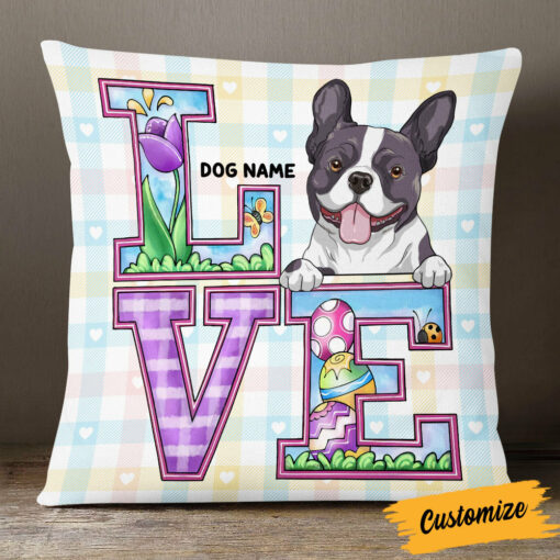 Personalized Love Easter Dog Mom Pillow