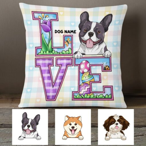 Personalized Love Easter Dog Mom Pillow