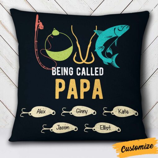 Personalized Love Fishing Dad Grandpa Papa Pillow