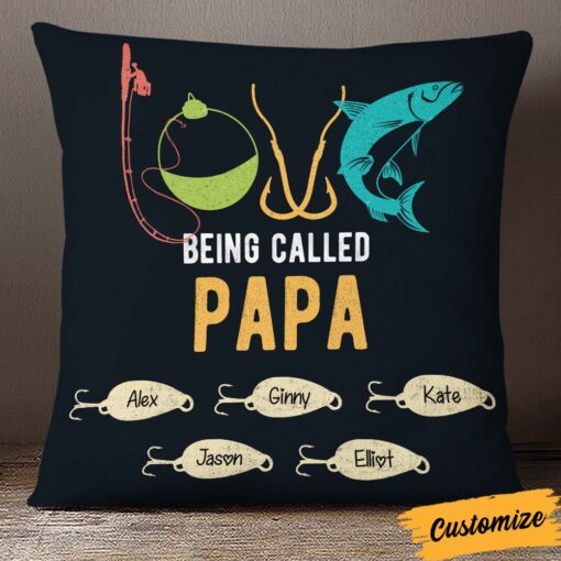 Personalized Love Fishing Dad Grandpa Papa Pillow