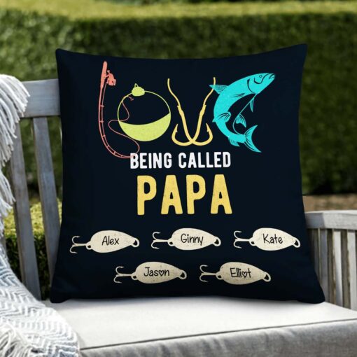 Personalized Love Fishing Dad Grandpa Papa Pillow