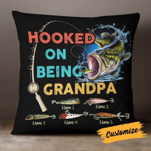 Personalized Love Fishing Grandpa Pillow