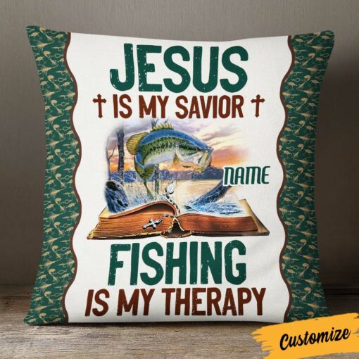 Personalized Love Fishing Jesus Pillow