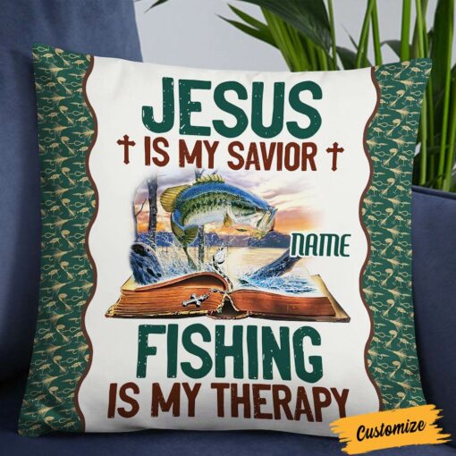 Personalized Love Fishing Jesus Pillow