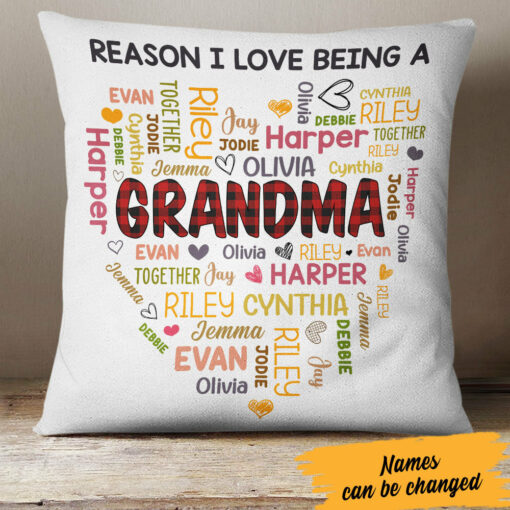 Personalized Love Grandma Word Art Pillow