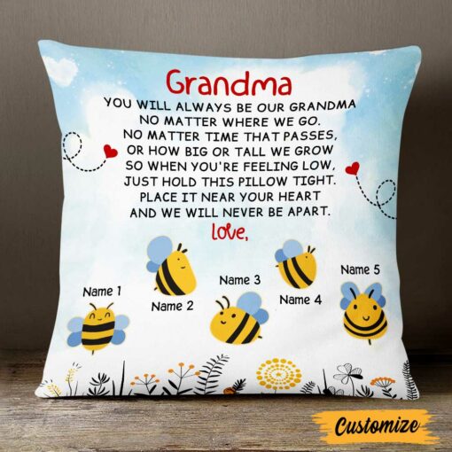 Personalized Love Mom Grandma Bee Pillow