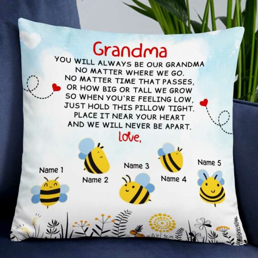 Personalized Love Mom Grandma Bee Pillow