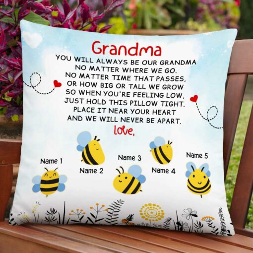 Personalized Love Mom Grandma Bee Pillow