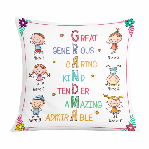 Personalized Love Mom Grandma Grandkids Pillow