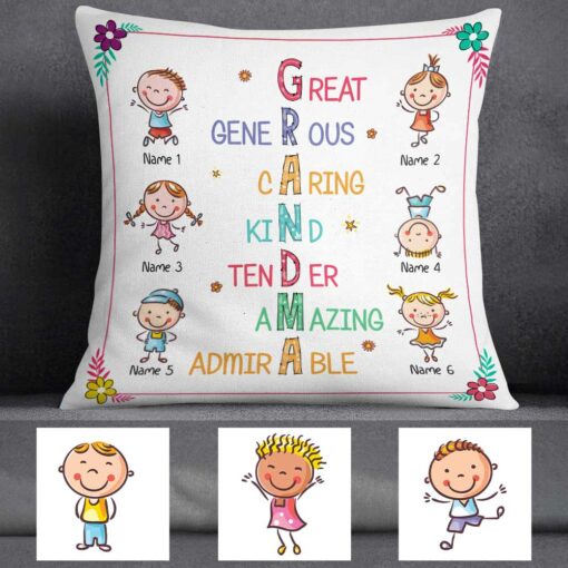 Personalized Love Mom Grandma Grandkids Pillow