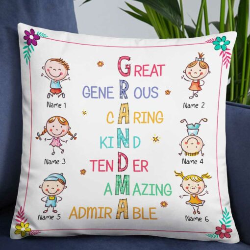 Personalized Love Mom Grandma Grandkids Pillow