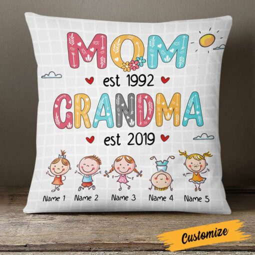 Personalized Love Mom Grandma Pillow