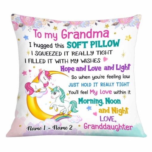 Personalized Love Mom Grandma Unicorn Pillow