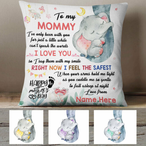 Personalized Love Mother Elephant Pillow