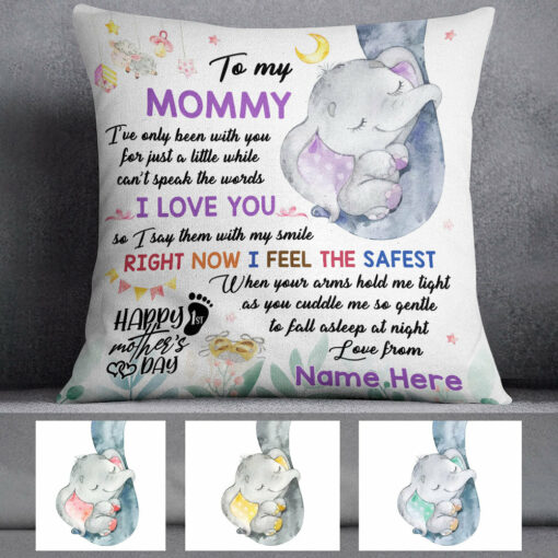 Personalized Love Mother Elephant Pillow