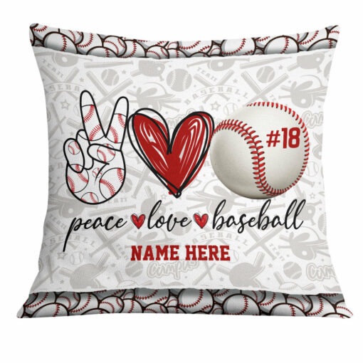 Personalized Love Peace Baseball Pillow