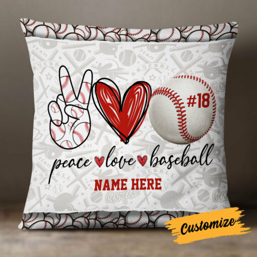 Personalized Love Peace Baseball Pillow