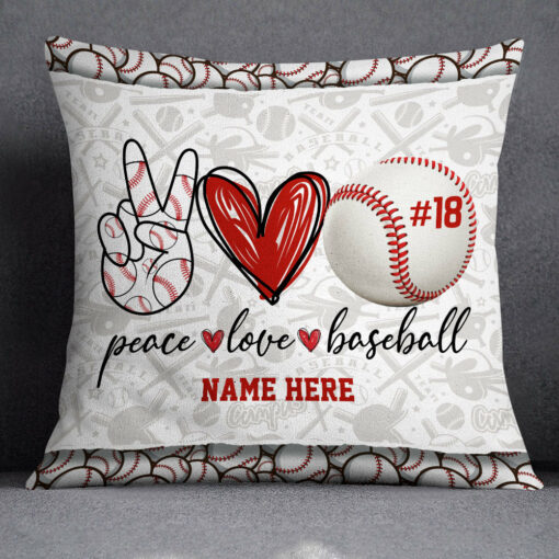 Personalized Love Peace Baseball Pillow