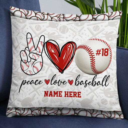 Personalized Love Peace Baseball Pillow